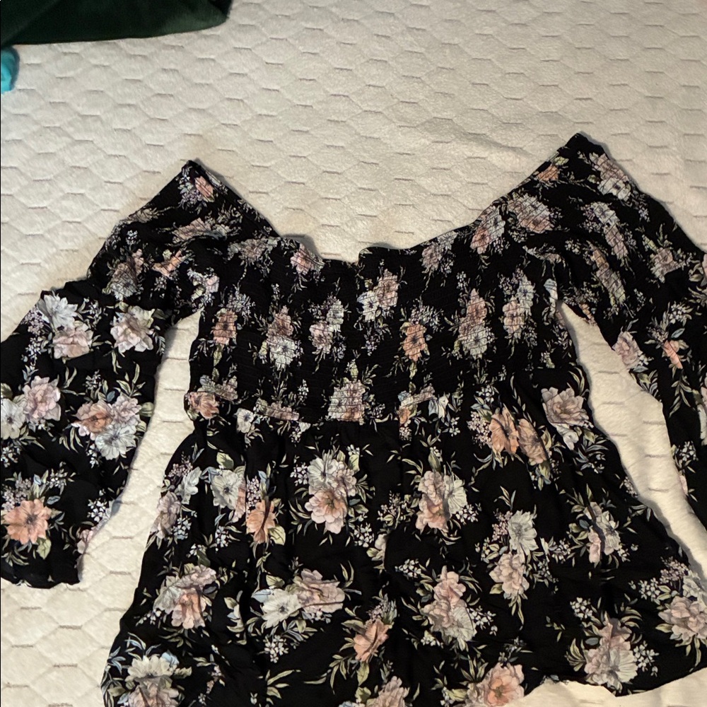 Torrid Floral Print Smocked Off Shoulder Blouse